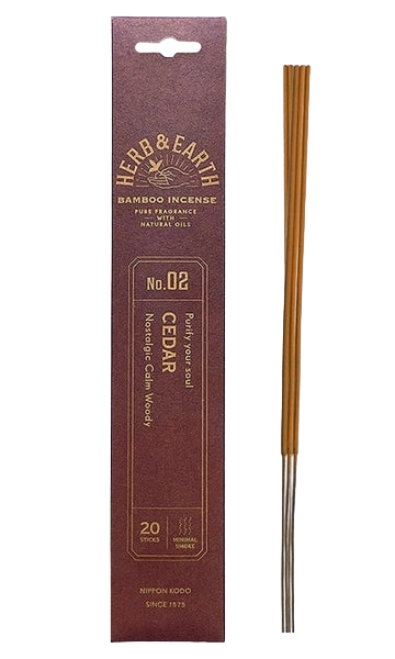 Благовоние на бамбуковой основе HERB & EARTH Cedar КЕДР, 20 палочек по 18 см