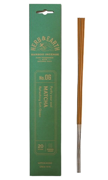 Благовоние на бамбуковой основе HERB & EARTH Matcha МАТЧА, 20 палочек по 18 см