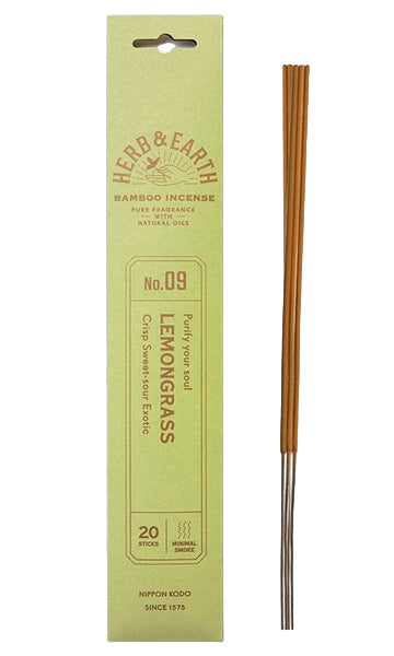 Благовоние на бамбуковой основе HERB & EARTH Лемонграсс, 20 палочек по 18 см