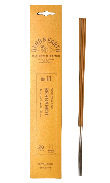 Благовоние на бамбуковой основе HERB & EARTH Bergamot Бергамот, 20 палочек по 18 см