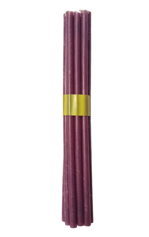 Восковые свечи, фиолетовые, 10 шт по 18 х 0,6 см