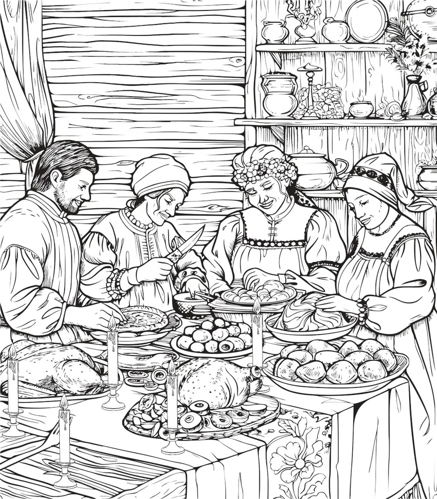 Русские сезоны. Традиции и праздники. Раскраска по славянским мотивам