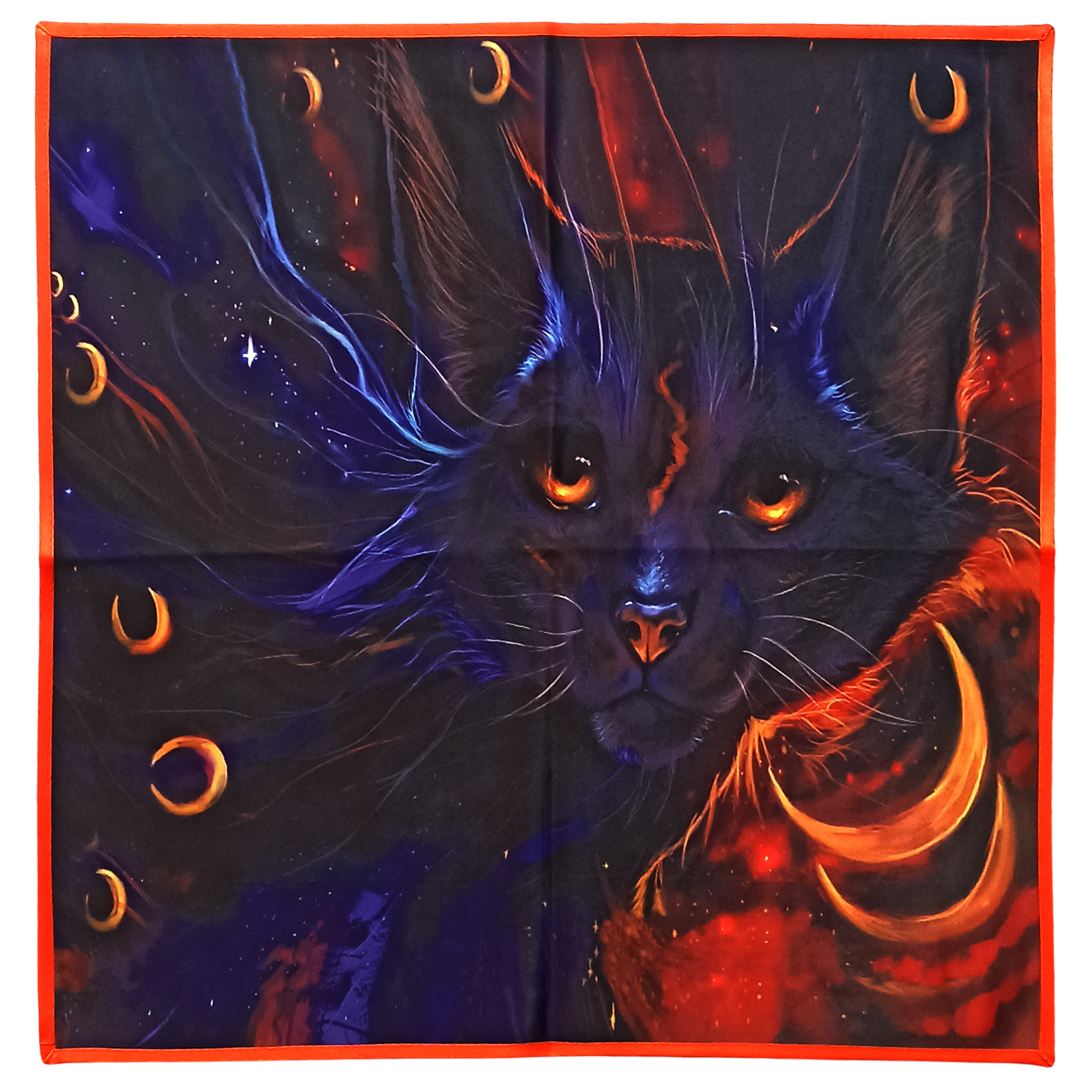 Скатерть для гадания Кот-фамильяр, синий, 47 х 47 см. 
