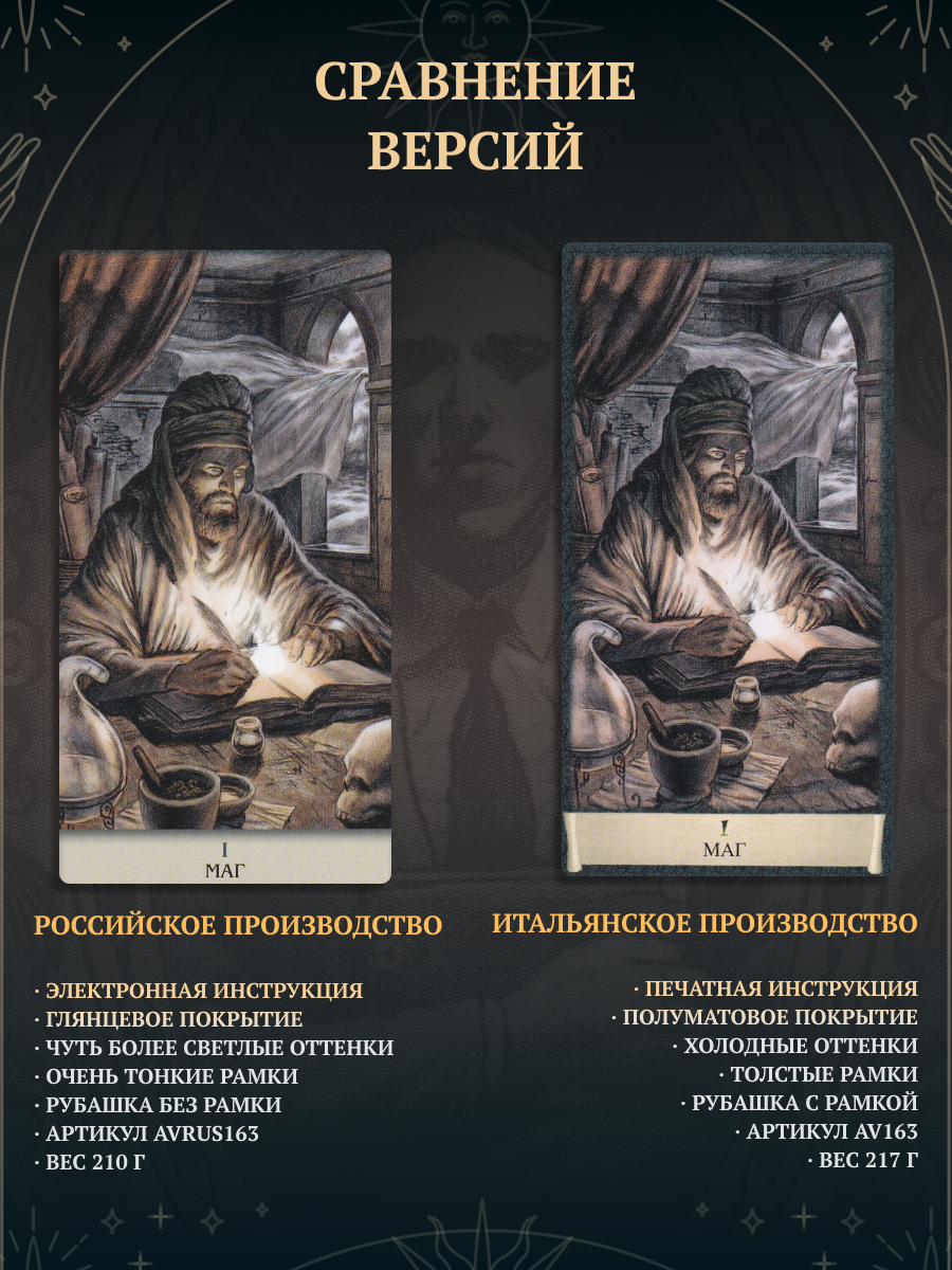 Таро Черный Гримуар Некрономикон БЕЗ РАМОК (AVRUS163, Аввалон-Ло Скарабео), Россия, на русском